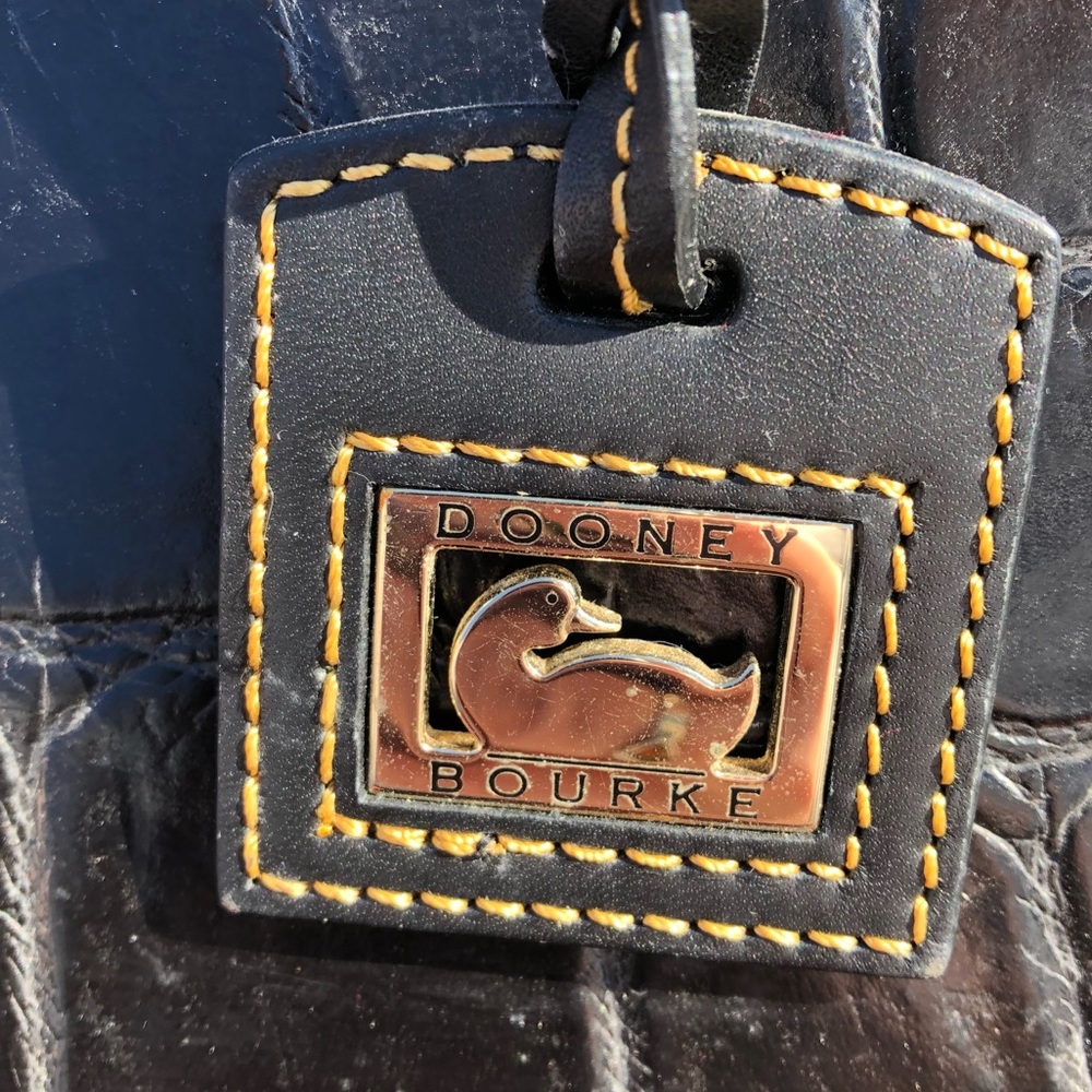 Dooney & Bourke Croc Embossed Leather Tote Bag & Coin Purse Black - Picture 6 of 16